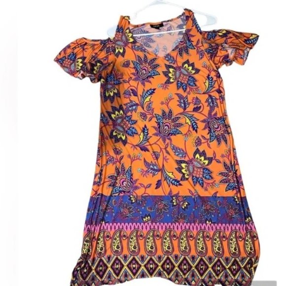 MSK Dresses & Skirts - Women’s MSK cold shoulder short sleeve dress- knee length dress- Size L - 10/12